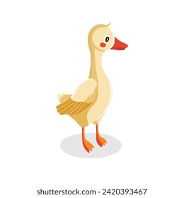 Illustration of a Smiling Cartoon Duck Standing on a White Background
