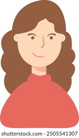 Illustration of a smiling cartoon girl with loose hair, suitable for various creative projects.