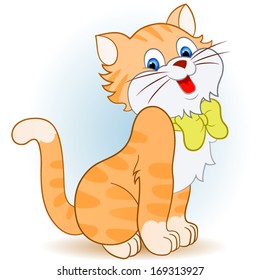 Illustration of a smiling cat on a white background 