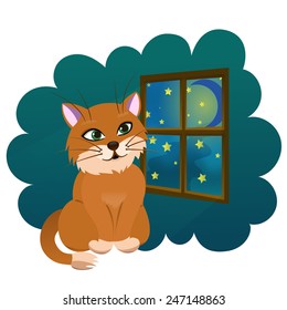 Illustration of a smiling cat on a white background