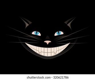Illustration of a smiling cat out of the darkness to your creativity