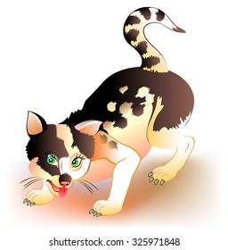 Illustration of smiling cat, vector cartoon image.