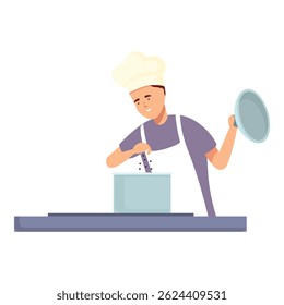 Illustration of a smiling chef sprinkling salt into a pot while cooking
