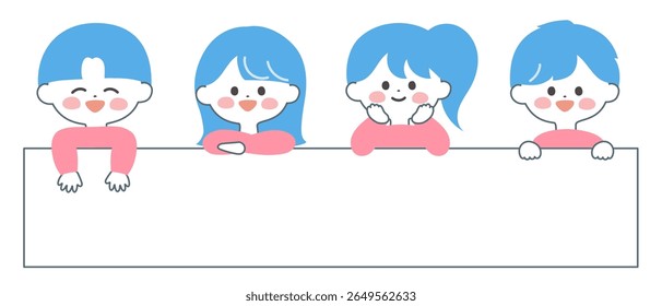 Illustration of smiling children peeking out from above