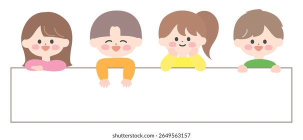 Illustration of smiling children peeking out from above