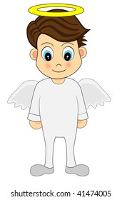 Illustration of a smiling  Cute Angel Boy
