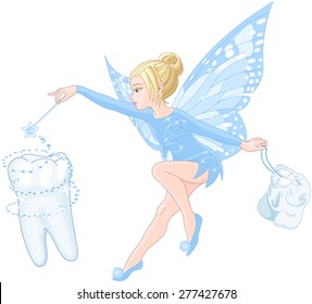 Illustration of smiling cute tooth fairy 