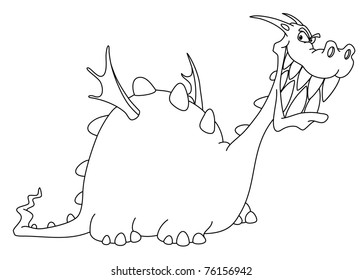 illustration of a smiling dragon outlined