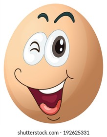 Ilustración de un huevo sonriente sobre un fondo blanco