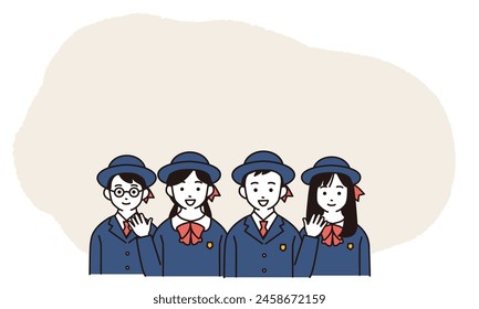 Illustration of a smiling elementary school student wearing a uniform