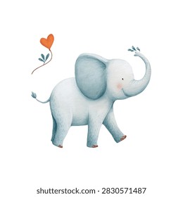 Illustration of a smiling elephant playing