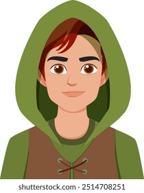 Ilustração de um personagem de elfo sorridente