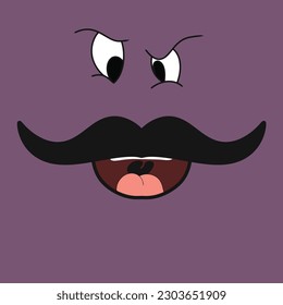 illustration of smiling face expression and thick mustache