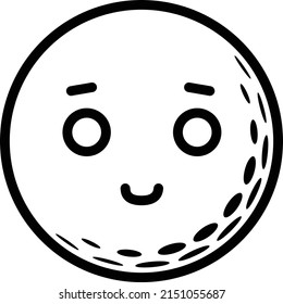 It is an illustration of a smiling face with white eyes of a golf ball.