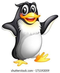 Illustration of a smiling fat penguin on a white background