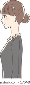 Illustration of a smiling female profile