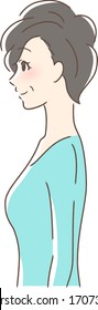 Illustration of a smiling female profile