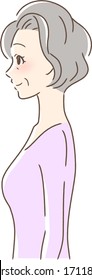 Illustration of a smiling female profile