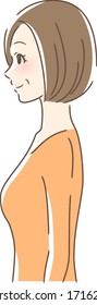 Illustration of a smiling female profile