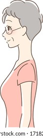 Illustration of a smiling female profile