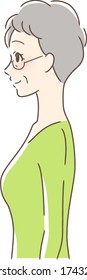 Illustration of a smiling female profile