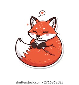 Illustration of a smiling fox with a thought bubble