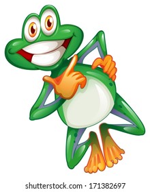 Illustration of a smiling frog on a white background