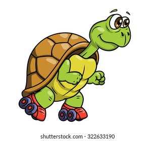 Illustration Smiling Funny Turtle On Roller Stock Vector (Royalty Free ...