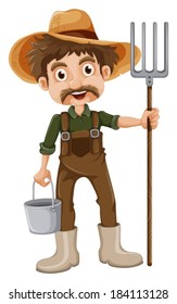 Illustration of a smiling gardener on a white background