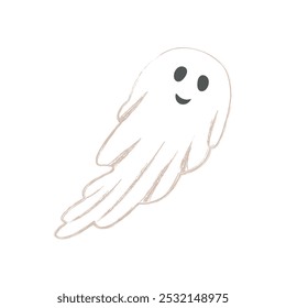 Illustration of Smiling Ghost for Halloween in Flat Style on white background. Vector