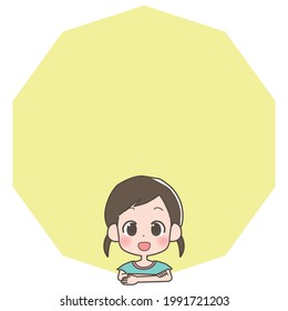 Illustration of smiling girl and frame