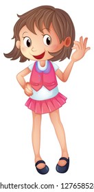 Illustration of a smiling girl on a white background