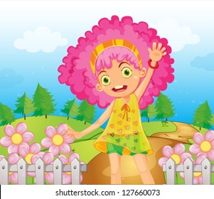 Illustration of a smiling girl with red hair