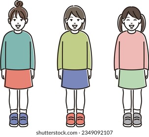 Illustration of a smiling girl standing