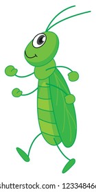 Illustration of a smiling grasshopper on a white background