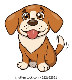 Illustration of the smiling happy cute little puppy