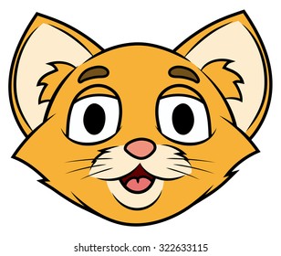 Illustration of the smiling happy cute little kitten head