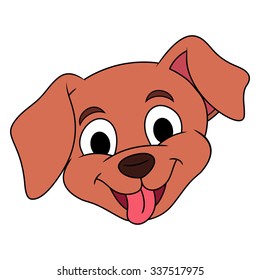 Illustration of the smiling happy cute little puppy head