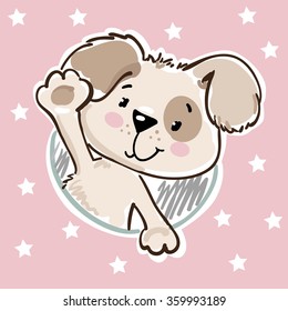 Illustration of the smiling happy cute little puppy