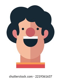 Illustration of Smiling Happy Man Flat design Vector Illustration Icon Avatar isolated on white background. Perfect for coloring book, textiles, icon, web, painting, books, t-shirt print.