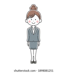 Illustration of a smiling Japanese business woman.
