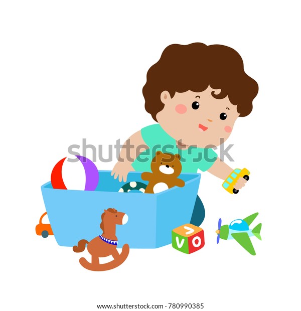 Illustration Smiling Kid Boy Storing His Stock Vector (Royalty Free ...