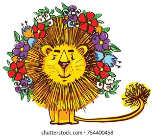 illustration of a smiling lion