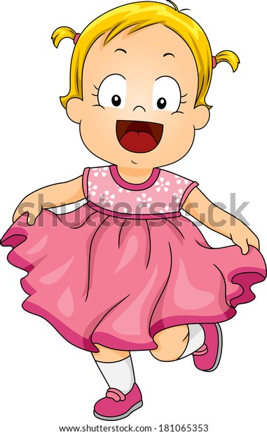 Illustration Smiling Little Girl Wearing Pink Stock Vector (Royalty ...