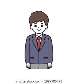 Illustration of a smiling male student in school clothes