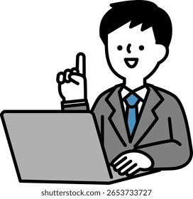Ilustración de un hombre sonriente conversando en línea