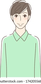 Illustration of a smiling man facing front