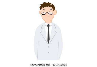Illustration of a smiling man in a white coat
