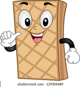 Illustration of a Smiling Mascot Wafer pointing at self