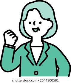 Ilustração de uma empresária de meia-idade sorridente posando com coragem